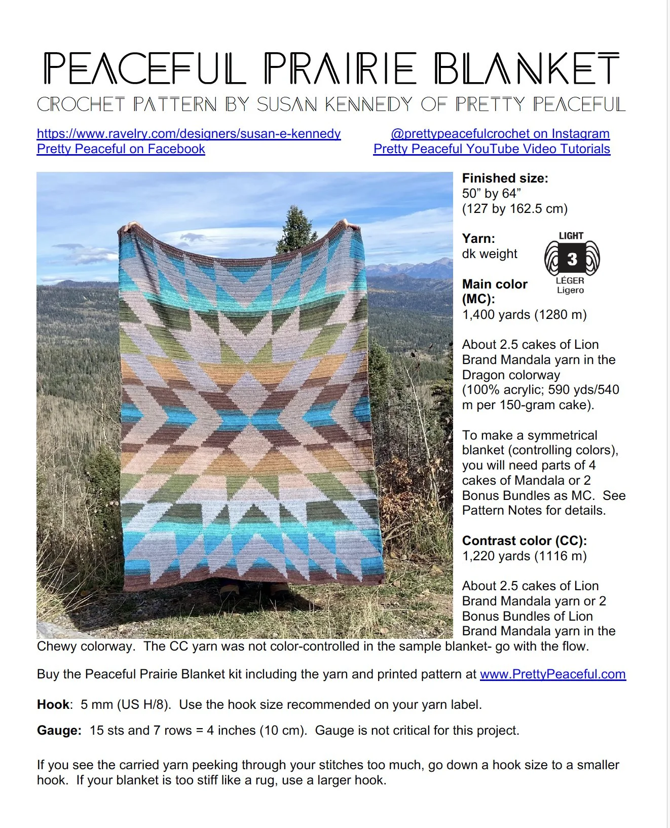 Peaceful Prairie Star Blanket yarn and crochet pattern kit by